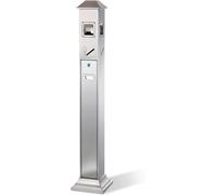 Cendrier avec colonne Boîte de ramassage de mégots de cigarettes en acier inoxydable for l'extérieur, avec clé, for espaces publics, jardins, terrasses, durable et élégante(Silver)