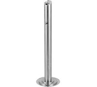 Cendrier avec colonne Colonne d'extérieur en frêne sur pied, collection Butt, acier inoxydable argenté