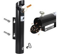 Cendrier avec colonne Poubelle à cigarettes murale en acier inoxydable, verrouillable, avec clé, for l'extérieur, for hôtels, centres commerciaux, parcs(Black)