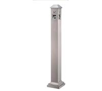Cendrier avec colonne Poubelle à mégots en acier for extérieur, avec couvercle, colonne for terrasse, finition argentée durable