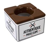 SUD TRADING Cendrier marocain en céramique blanc et marron - Hauteur 7 cm - Profondeur 10 cm - Largeur 10 cm