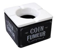 SUD TRADING Cendrier marocain noir et blanc en céramique - Hauteur 7 cm - Profondeur 10 cm - Largeur 10 cm