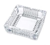 Cendrier carré en verre transparent de 12 cm avec 4 porte-cigarettes, accessoire décoratif pour la maison, le bar, le bureau, la terrasse JR2567