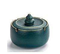 Cendrier Cendrier céramique avec Couvercle de Gourde cendrier Coupe-Vent Portable Plateau Rond Rond Plat intérieur ou extérieur Usage de Cendres for Hommes Femmes Bureau à Domicile (Color : Green)