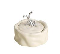 Cendrier Cendrier lapin en céramique créatif, pot de rangement décoratif en argent blanc avec couvercle, cendrier en céramique for la maison, le salon et la voiture, ornements de maison Cendrier Exter