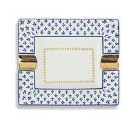 cendrier céramique floral bleu et doré, 2 encoches