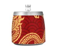 Cendrier chinois en acier inoxydable rouge avec couvercle pour une utilisation en intérieur et en extérieur, mignon cendrier recouvert sans fumée pour la maison et le bureau