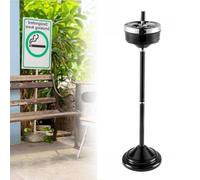 Cendrier commercial réglable et autonome pour une utilisation en extérieur, cendrier de sol amovible avec couvercle, porte-cigarette pour terrasse et intérieur (noir)