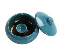 Cendrier de Bureau en Céramique Bleue, Style Chinois Rétro, Rainure
