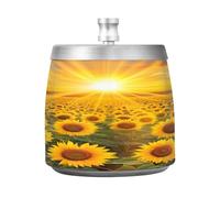 Cendrier de champ de tournesol avec couvercle coupe-vent en acier inoxydable inodore sans fumée pour la maison, le bureau, les cigarettes, la terrasse, l'extérieur, le balcon