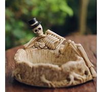 Cendrier de personnalité avec bordure lumineuse pour Halloween, bureau, maison, décoration d'Halloween, arbre de style gothique (beige, 15 x 12 x 9,5 cm)