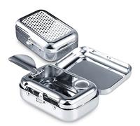 Cendrier de Poche Anti Odeur, JPYH Cendrier Portable, Cendrier Voiture,Mini Acier Inoxydable Cendrier,Mini Cendrier pour L'usage Extérieur, Cendrier de Cigarette avec Couvercle Clé Chaîne