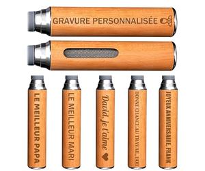 Cendrier de Poche Personnalisé avec Texte Nom Logo Gravé, Cendrier Portable, Cendrier de Poche Anti Odeur pour Voiture Exterieur Jardin Bureau, Cadeau Fete des Peres (Marron Clair)