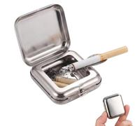 Cendrier de Poche Portable Mini Cendrier en Métal avec Couvercle, Anti-Odeur et Coupe-Vent, Petit Cendrier de Table pour Extérieur, Maison, Voiture et Voyage, Design Carré Compact, 59x54mm