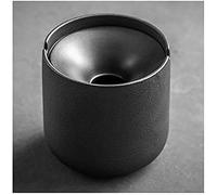 Cendrier de poterie noir de 10,6 cm avec 2 emplacements de support, grand cendrier coupe-vent pour fumage de bureau pour une utilisation en intérieur ou en extérieur