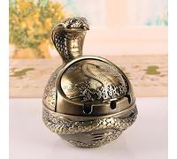 Cendrier de style vintage avec couvercle pour cigarette en métal, coupe-vent, sans fumée, sans odeur, pour intérieur et extérieur, décoration sculptée à la main, cadeau fantaisie, ornement pour