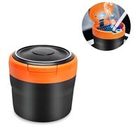 Cendrier de voiture, cendrier de voiture amovible portable avec lumière LED, cendrier auto - extinguible avec couvercle pliant, cendrier de voiture non - fumeur en acier inoxydable Mini (Orange)