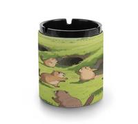 Cendrier de voiture Marmottes à l'extérieur des grottes - Cendrier portable résistant au vent - Convient pour salon, chambre à coucher, salle de conférence, bureau et décoration intérieure de voiture