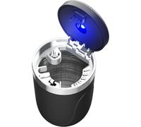 Cendrier de voiture portable en acier inoxydable avec lumière (noir)