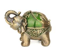 Cendrier décoratif en métal avec couvercle en forme d'éléphant pour fumeur - Cendrier coupe-vent pour intérieur et extérieur - Cadeau fantaisie pour homme et femme - Vert foncé