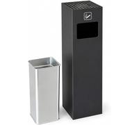 Cendrier d'extérieur en métal avec récipient intérieur amovible | Design carré fin avec bac intérieur de 17 x 17 x 38 cm, convient pour les jardins, hôtels, entrées, terrasses et espaces