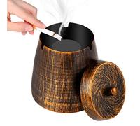 Cendrier d'extérieur pour terrasse avec couvercle, cendrier pour cigarettes en acier inoxydable avec couvercle pour l'extérieur, cendrier inodore coupe-vent en métal pour table en fer, taille L