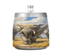 Cendrier éléphant paysage africain avec couvercle résistant au vent en acier inoxydable inodore sans fumée pour la maison, le bureau, la table, les cigarettes, la terrasse, l'extérieur, le balcon