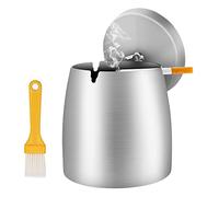 Cendrier en Acier Inoxydable avec Couvercle Lourd, Base Antidérapante pour l'Extérieur