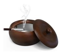 Cendrier En Bois Avec Couvercle Cendrier D'extérieur Avec Doublure Amovible En Acier Inoxydable Pour Le Jardin, La Terrasse