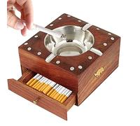 Cendrier en bois avec tiroir, cendrier de fumée, cendrier de table, accessoire pour cigares extérieur et intérieur, avec fentes pour cigares