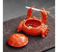 Cendrier en céramique crabe avec couvercle, cendrier amusant pour décoration de bureau, joli cendrier coupe-vent, porte-cigarettes et porte-stylos pour extérieur/intérieur, cendrier pour fumeurs