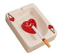 Cendrier en céramique style poker tendance pour l'intérieur ou l'extérieur - Plateau pour cigarettes, cigares et fumer - Décoration de bureau - Cadeau fantaisie pour homme et femme (A)