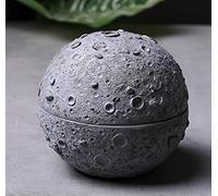 Cendrier en ciment style boule avec couvercle et doublure, cendrier coupe-vent en ciment pour intérieur ou extérieur, terrasse, bureau et maison (gris pierre)