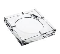 Cendrier en cristal de verre avec coupe et 4 emplacements pour cigares, porte-cigarettes carré de luxe pour homme, maison, bureau, décoration de table, coffret cadeau (17,8 x 17,8 x 3,8 cm)