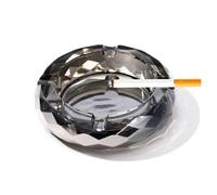 Cendrier en Cristal pour Cigarettes et Cigares - Décoration de Table pour la Maison et le Bureau (Gris Cristal, 10,2 cm)