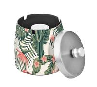 Cendrier en forme de feuille de palmier avec couvercle, résistant au vent pour extérieur et intérieur, cendrier en acier inoxydable pour maison, bureau, balcon