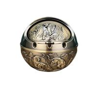 Cendrier en métal avec couvercles, coupe-vent, pour une utilisation en intérieur ou en extérieur, cendrier pour fumeurs, cendrier de bureau pour décoration de maison et de bureau (tigre bronze)