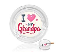 Cendrier en verre avec inscription « I Love My Grandpa » pour cigarettes - Cendrier décoratif portable pour la maison et le bureau