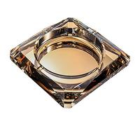 Cendrier en verre de cristal pour cigarette, support carré de plateau de cendres de cigare pour la décoration de table de bureau à domicile, avec 4 fentes ( Color : Crystal Gold , Size : 15×15×3cm )