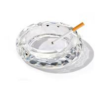 Cendrier en Verre de Cristal pour Cigarettes, Cigares - Décoration de Table pour la Maison, le Bureau (Transparent, 10,2 cm)