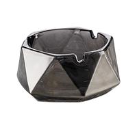 Cendrier en verre de cristal robuste pour intérieur et extérieur pour homme, beau cendrier classique en diamant, décoration de table, accessoire élégant pour fumer (gris, taille S)