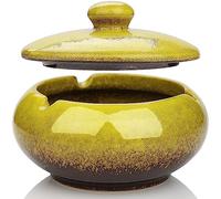 Cendrier Exterieur Mural avec Couvercle Cendriers Marocain Grand Modele Cendrier Anti Odeur Original Fermé de Table pour la décoration de la Maison des Fumeurs (Jaune)