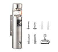 Cendrier Exterieur Mural, Cendrier Exterieur Sur Pied, Tubulaire avec Couvercle et Serrure, Résistant aux intempéries, Pour Restaurant, Bureaux, Hôtel, Balcon (Argent, 1 Pièce)