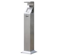 Cendrier Exterieur sur Pied, Pilier de Suie en Acier Inoxydable Coupe-Vent, avec Couvercle et Baril Intérieur Amovible, pour Jardin et Hôtel Bâtiments de Bureau(Silver)