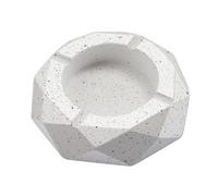 Cendrier Géométrique en Ciment, Blanc avec Éclats Noirs, Design Facettes, 15.1 x 15.1 x 3.7 cm, Base Protectrice