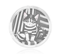 Cendrier imprimé chaton rayé noir et blanc - Le matériau en verre est facile à nettoyer, adapté pour les chambres, cafés, clubs, etc.