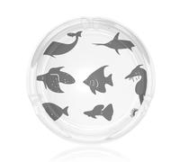 Cendrier imprimé poisson noir et blanc - Le matériau en verre est facile à nettoyer, adapté pour les chambres, cafés, clubs, etc.