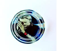 Cendrier JOHNNY HALLYDAY en verre effet cristal, cadeau original, anniversaire ou pour tous type d'occasion, collection (Rond)