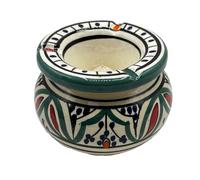 Cendrier marocain en terre cuite peint à la main par des artisans de Safi Anti Odeur et Artisanal Diam. 13 Cm 1601251601 Tunisie Turquie Ethnique du Monde