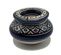 Cendrier marocain en terre cuite peint à la main par des artisans de Safi Anti Odeur et Artisanal Diamètre 17 cm 1604241036